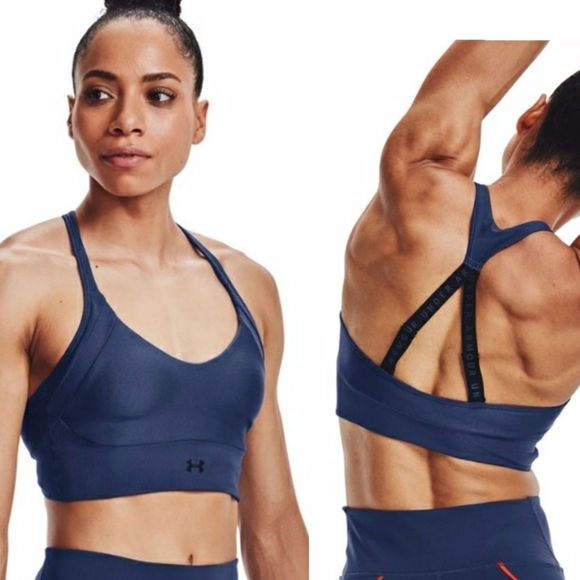 Under Armour Wm's UA Indigo Blue Infinity Medium Impact Racerback Sports Bra SM - Picture 16 of 16